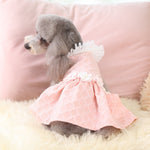 Laifug Dog Dress Puppy Pink Argyle Jacquard Dog Dress Cute Party Wear - LaiFug