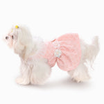 Laifug Dog Dress Puppy Pink Argyle Jacquard Dog Dress Cute Party Wear - LaiFug